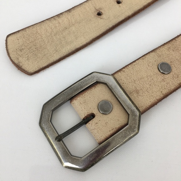 True Religion Distress Leather Belt Metal Grommets Woven Leather Vintage Look - Picture 4 of 10